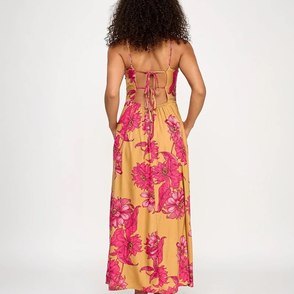 Floral Maxi Dress in Yellow/gold and Pink - Picture 2 of 7